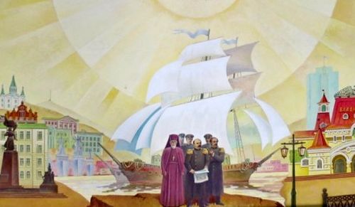 Геннадий Иванович Невельской и Николай Николаевич Муравьев-Амурский на вокзальном куполе во Владивостоке