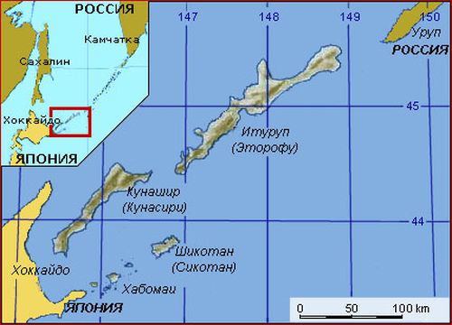 Спорные Северные территории Курильских островов. Схема
