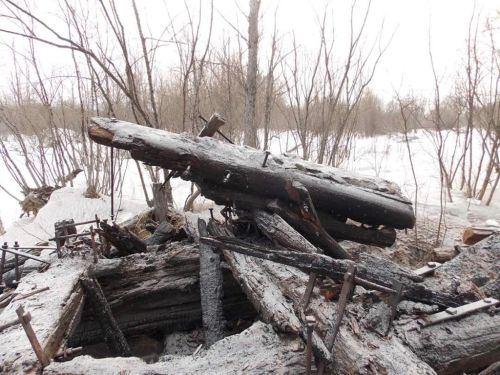 Сожженный в Магадане железнодорожный мост