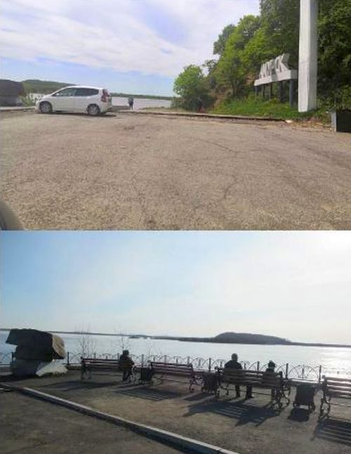 Территория причала в Амурске до... и после