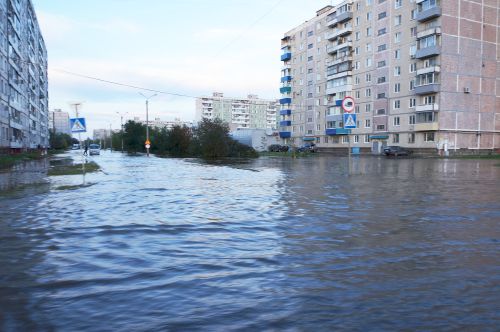 Комсомольск во время наводнения.