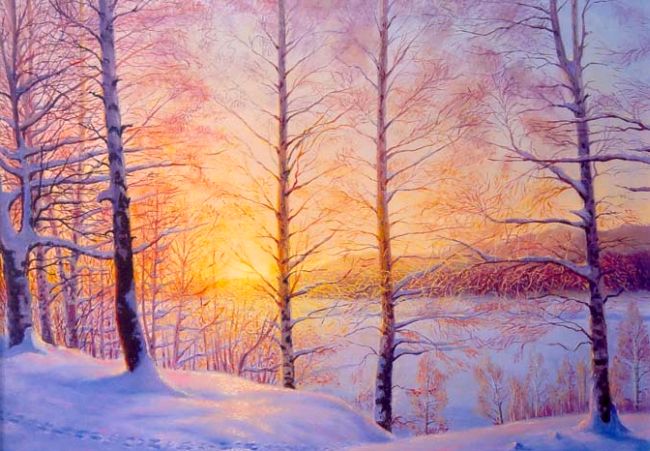 Картина В. Акимушкина «Зайчик пробежал»