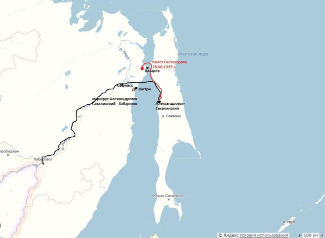 Схема полета Светогорова (нажмите, чтобы увеличить)