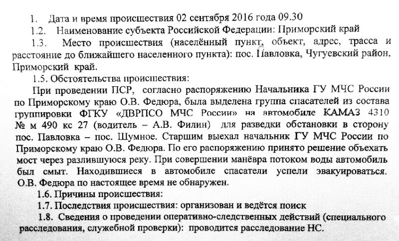 Донесение МЧС. vestiprim.ru