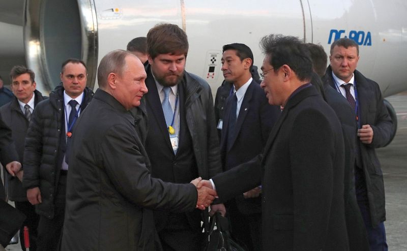 Прибытие Владимира Путина в Нагато (Япония).