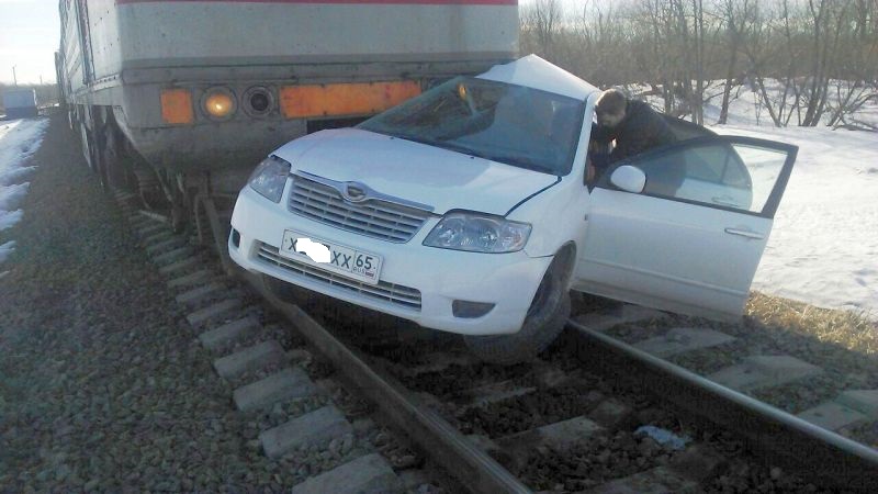 ДТП на железнодорожном переезде перегона Поронайск - Олень (ДВЖД)