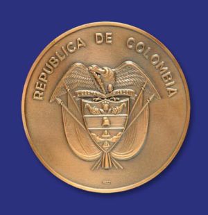 Юбилейная медаль в честь 35-летия Движения неприсоединения. Президент Республики Колумбия Эрнесто Сампер Писано. Ноябрь 1996 года.