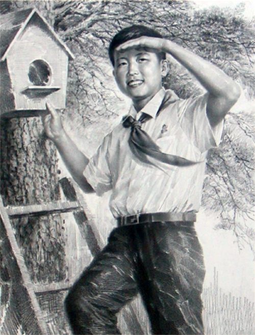 «Птицы прилетают». Карандашный рисунок (Сон Чжу Сон, 14лет)