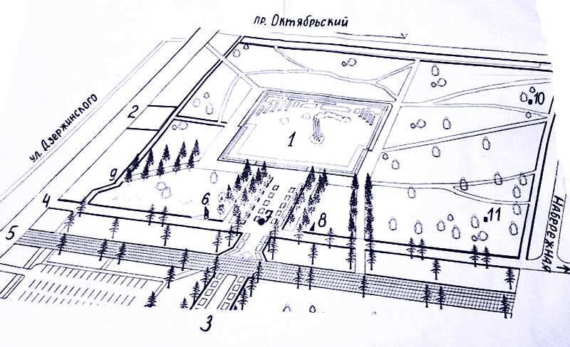 Схема Мемориального комплекса в Комсомольске-на-Амуре:
 
1. Памятник и мемориальные плиты.
2. Вход на Мемориальный комплекс.
3. Центральный вход на Мемориальный комплекс (в проекте).
4. Дорога для транспорта, обслуживающего комплекс.
5. Пешеходная Аллея - выход на Набережную.
6. Памятник «Черный тюльпан».
7. Предлагаемое место для установки бюста В.Ф. Маргелова.
8. Предлагаемое место для установки памятника участникам СВО.
9. Аллея маршалов.
10-11. Неопознанные объекты.

Часть комплекса осталась недостроенной. Центральный вход должен быть со стороны пр. Первостроителей. Квадратики слева и справа на Центральном входе - изображения Героев Советского Союза - комсомольчан. Возможно, бюсты.