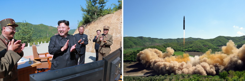 Уважаемый товарищ Ким Чен Ын руководит на месте испытательным запуском МБР «Хвасонпхо-14». Июль 2017 года.