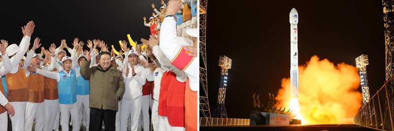 Уважаемый товарищ Ким Чен Ын на месте запуска спутника-разведчика. Ноябрь 2023 года.