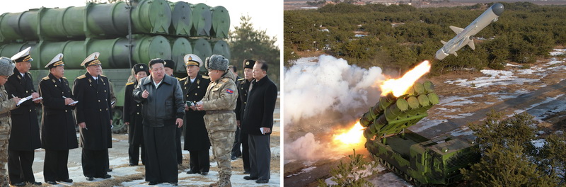 Уважаемый товарищ Ким Чен Ын руководит проверочной стрельбой ракеты «Падасури-6» класса «земля-море». Февраль 2024 года.