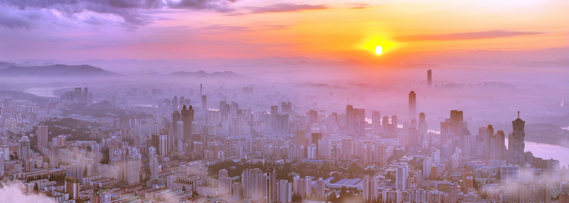 Столица Пхеньян на рассвете.