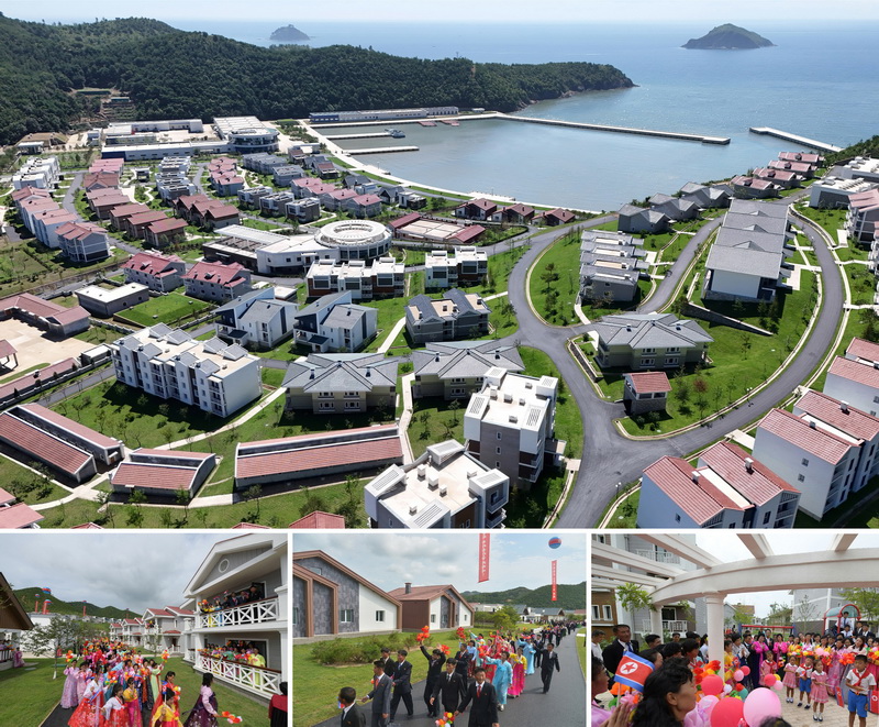 Марикультурное хозяйство и благоустроенный рыбацкий поселок в уезде Раквон.