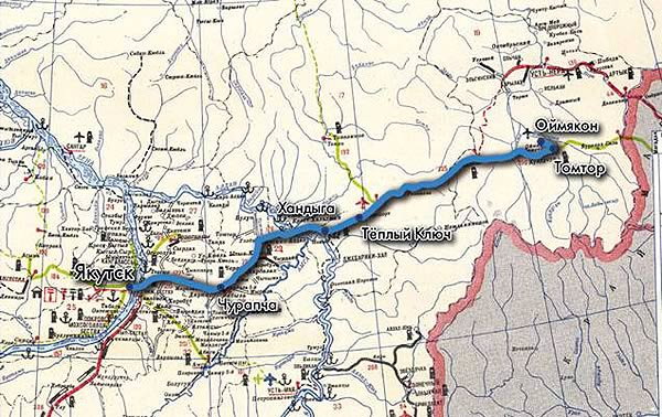 Автодорога Якутск-Магадан, проходящая через Оймяконскую долину