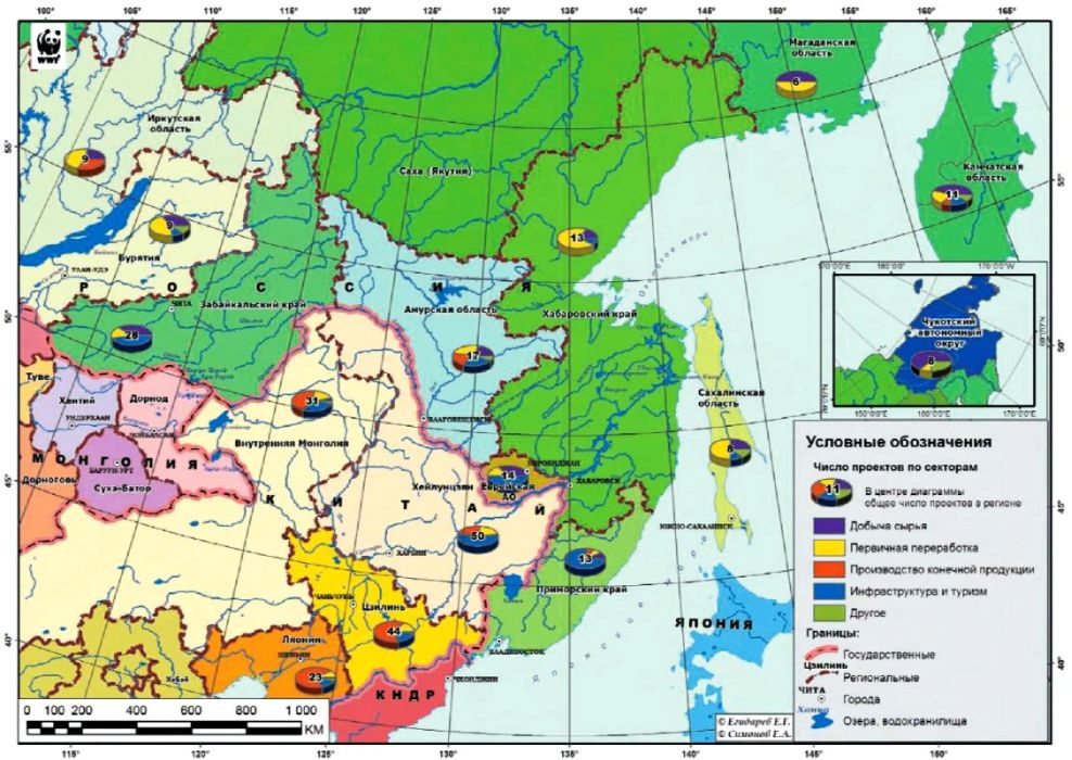 Программа приграничного сотрудничества РФ и КНР. Распределение проектов по регионам.