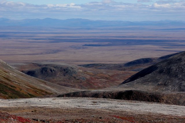 Тундра Камчатки с высоты 500 м, мыс Угольный