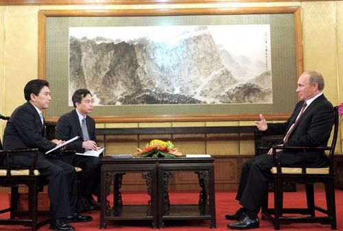 Председатель Правительства Российской Федерации В.В.Путин дал интервью агентству «Синьхуа» и первому каналу Центрального телевидения Китая