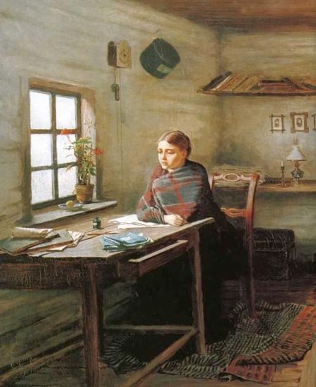 Сельская учительница. Рис. К.А.Трутовский