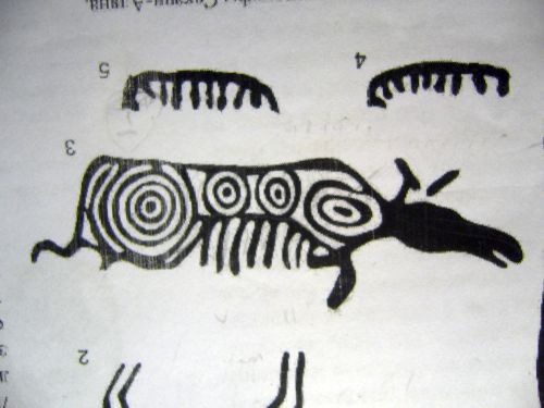 рис.№4 - символ 29. лось с концентрическими кругами во внутреннем поле его – изображение вселенной. Рядом изображение глаз Богини, из которых идёт дождь-слёзы, правее облака