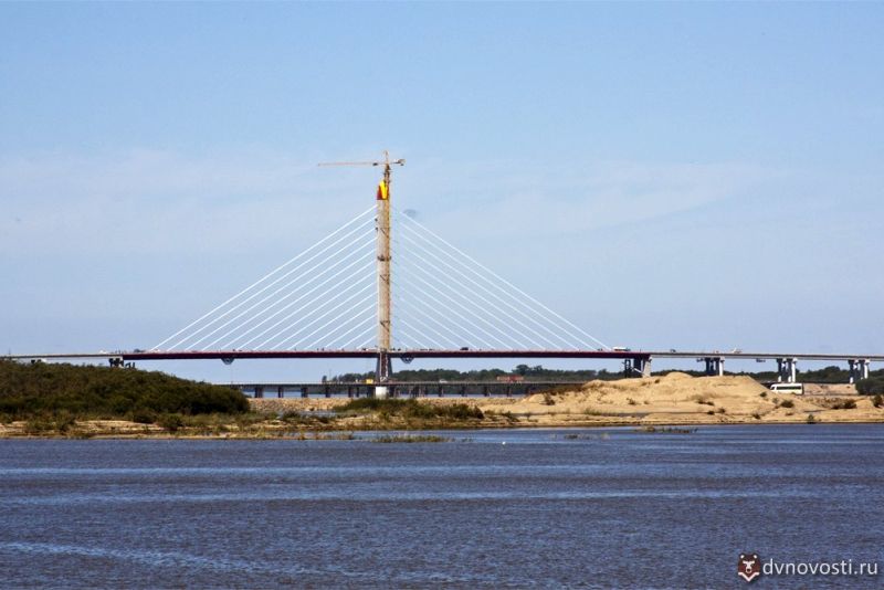 Китайский подвесной мост Усу на Большой Уссурийский остров. Натянуто уже 13 пар вант. Строительство должно завершиться уже в октябре, а началось всего два года назад.